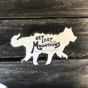 Large Get Lost in the Mountains Wolf Decal