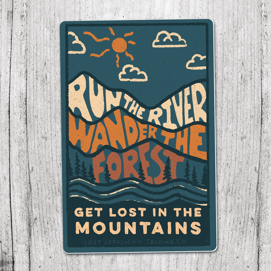 River Forest Mountain Sticker