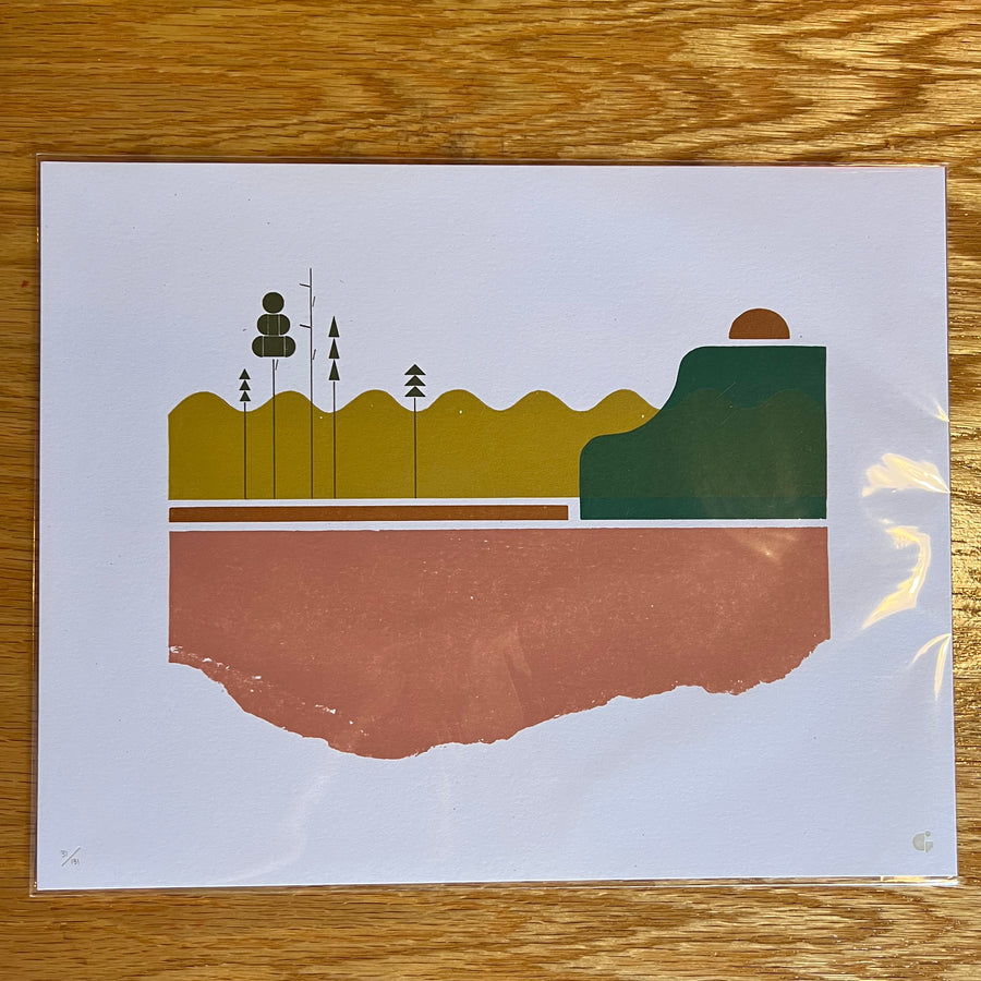 Torn Earth:  Sunset Lake Print - Gingerly Press - Limited Edition