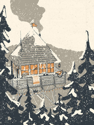 Snowy Fire Tower Screen-Printed Art